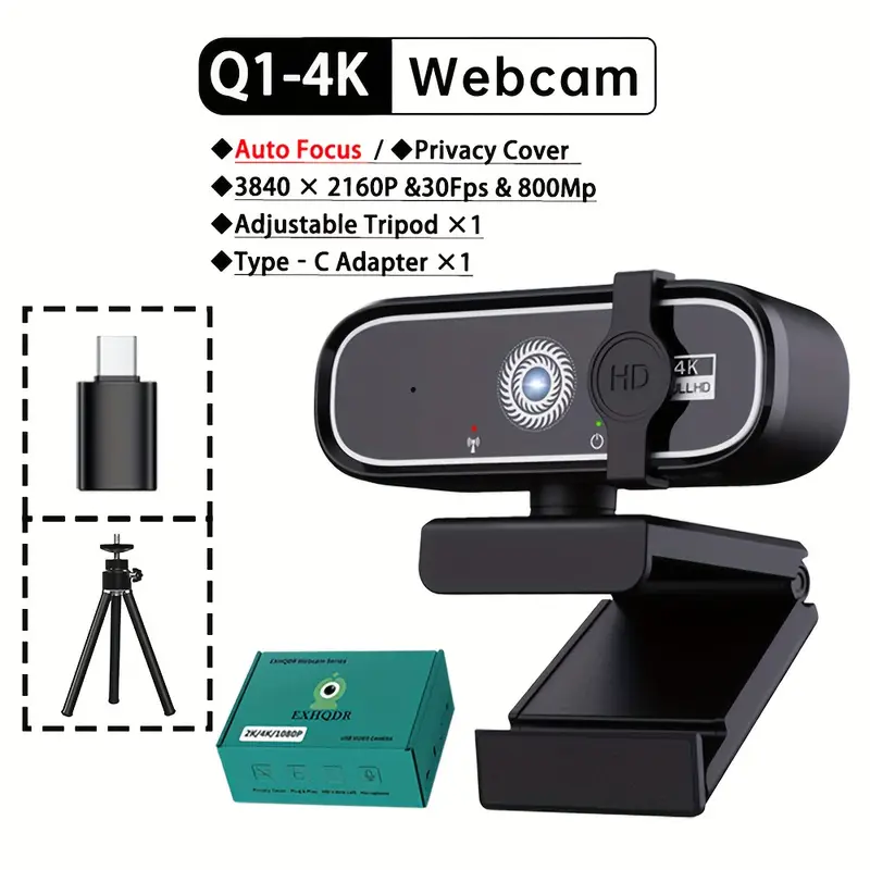 Webcam with Auto-Focus & Privacy (4K Ultra HD USB)-4